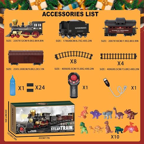 Electric Train Sets for Kids Metal Alloy Christmas Train Toys Steam Locomotive, Glowing Passenger Carriages, Luxury Tracks, Light & Sounds Rechargeable Birthday Gifts for Boys Girls Green in Saudi Arabia