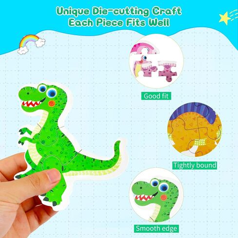 Flyingseeds 6 عبوات حيوانات Safari على شكل ألغاز بانوراما خشبية للأطفال الصغار الذين تتراوح أعمارهم بين 1-3 ، والألغاز المستوية للمبتدئين ، ومونتيسوري التعلم ، النشاط التعليمي في مرحلة ما قبل المدرسة للأطفال من سن 2-5 in Kuwait