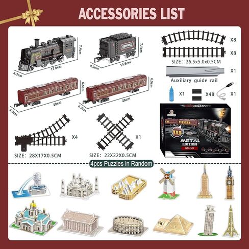 Electric Train Sets for Kids Metal Alloy Christmas Train Toys Steam Locomotive, Glowing Passenger Carriages, Luxury Tracks, Light & Sounds Rechargeable Birthday Gifts for Boys Girls Green in Saudi Arabia
