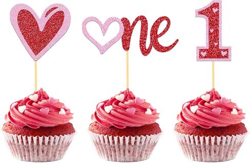 24Pcs Love Heart Cupcake Toppers for Valentine's Day Decorations, Love Heart Valentine's Day Cupcake Toppers for Wedding Bridal Shower Party Decorations (Mix Heart) in Saudi Arabia