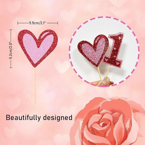 24Pcs Love Heart Cupcake Toppers for Valentine's Day Decorations, Love Heart Valentine's Day Cupcake Toppers for Wedding Bridal Shower Party Decorations (Mix Heart) in Saudi Arabia