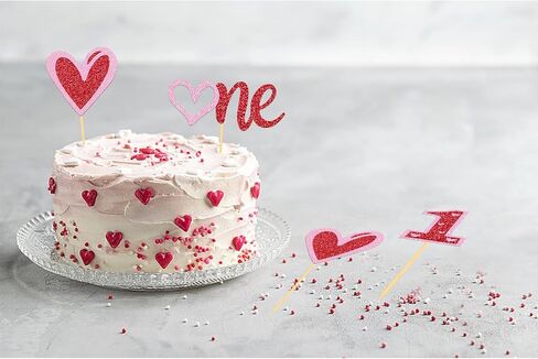 24Pcs Love Heart Cupcake Toppers for Valentine's Day Decorations, Love Heart Valentine's Day Cupcake Toppers for Wedding Bridal Shower Party Decorations (Mix Heart) in Saudi Arabia