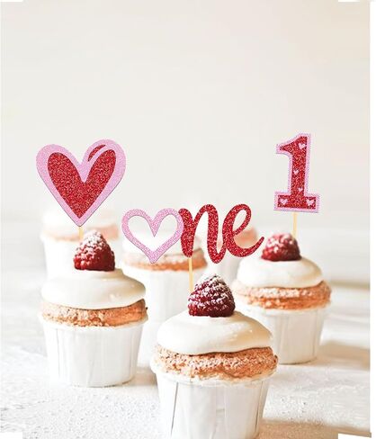 24Pcs Love Heart Cupcake Toppers for Valentine's Day Decorations, Love Heart Valentine's Day Cupcake Toppers for Wedding Bridal Shower Party Decorations (Mix Heart) in Saudi Arabia