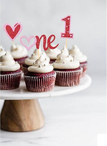 24Pcs Love Heart Cupcake Toppers for Valentine's Day Decorations, Love Heart Valentine's Day Cupcake Toppers for Wedding Bridal Shower Party Decorations (Mix Heart) in Saudi Arabia