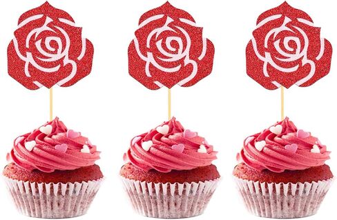 24Pcs Love Heart Cupcake Toppers for Valentine's Day Decorations, Love Heart Valentine's Day Cupcake Toppers for Wedding Bridal Shower Party Decorations (Mix Heart) in Saudi Arabia