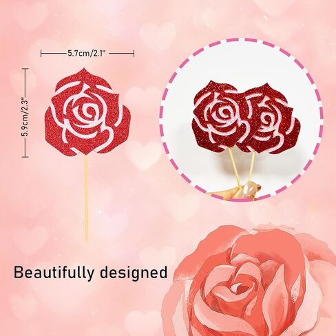 24Pcs Love Heart Cupcake Toppers for Valentine's Day Decorations, Love Heart Valentine's Day Cupcake Toppers for Wedding Bridal Shower Party Decorations (Mix Heart) in Saudi Arabia
