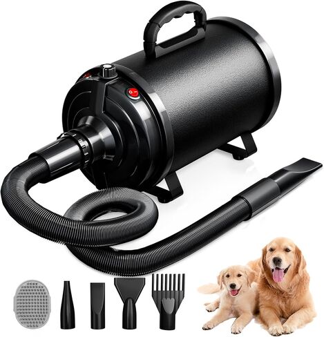 مجفف الكلاب حيوان أليف من منفاخ عالية السرعة للاستمالة ، وضرب 3800W/5.2HP للكلاب الكبيرة sechoir صب chien مع سرعة قابلة للتعديل ، 4 فوهات مختلفة وفرشاة الكلب ، الأزرق in Kuwait