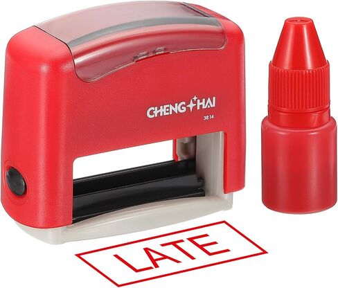 YOKIVE Late Self Inking Rubber Stamp, Office Ink Business Stamp for Office Documents, Paperwork, Warehouse, Label (Red) in Kuwait