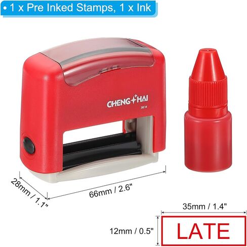 YOKIVE Late Self Inking Rubber Stamp, Office Ink Business Stamp for Office Documents, Paperwork, Warehouse, Label (Red) in Kuwait