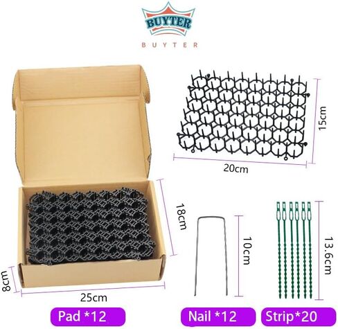 Packter 12 Pack 8.5 * 6.5 بوصة مربعة Cat Scat Scat مع طفرات ، حاجز حيوان طارد Cat ، شملت 12 حزمة من المواد الغذائية و 20 حزمة الرمز البريدي (8.5 ' * 6.5' ') in Kuwait