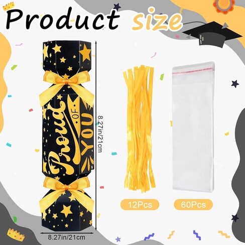 6 Pcs Graduation Surprise Money Pull out Pouch for Cash Gift, 2025 Money Holder Box Candy Funny Congrats Grad Party Gift DIY Kit for Women Men (Black and Gold) in Kuwait