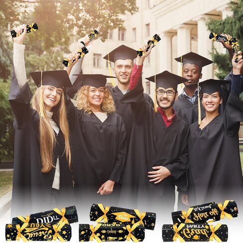 6 Pcs Graduation Surprise Money Pull out Pouch for Cash Gift, 2025 Money Holder Box Candy Funny Congrats Grad Party Gift DIY Kit for Women Men (Black and Gold) in Kuwait