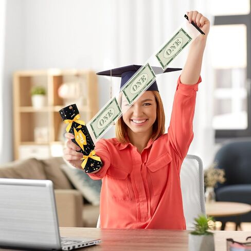 6 Pcs Graduation Surprise Money Pull out Pouch for Cash Gift, 2025 Money Holder Box Candy Funny Congrats Grad Party Gift DIY Kit for Women Men (Black and Gold) in Kuwait