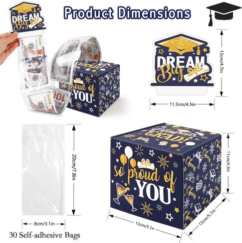 Konsait Pink Graduation Money Holders, 2025 Graduation Gift Money Holders for All Age Graduates, DIY Money Roll Surprise Graduation Money Box, Graduation Box for Cash Gifts, Graduation Gifts Ideas in Saudi Arabia