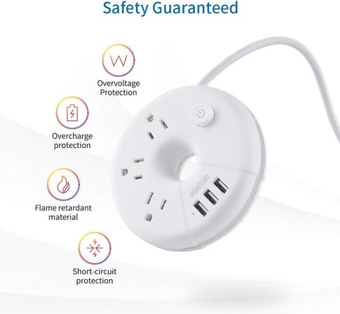 Travel Power Strip with USB Ports, NTONPOWER Cruise Approved Power Strip with 3 Outlet 3 USB, 5 ft Extension Cord with USB Ports, Compact for Indoor Home Office Dorm Room Cruise Essentials, White in Kuwait