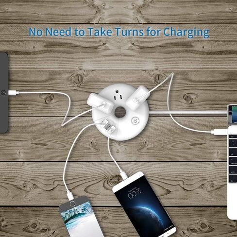 Travel Power Strip with USB Ports, NTONPOWER Cruise Approved Power Strip with 3 Outlet 3 USB, 5 ft Extension Cord with USB Ports, Compact for Indoor Home Office Dorm Room Cruise Essentials, White in Kuwait