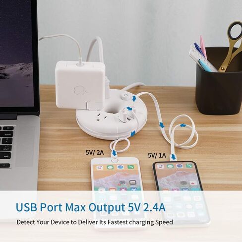 Travel Power Strip with USB Ports, NTONPOWER Cruise Approved Power Strip with 3 Outlet 3 USB, 5 ft Extension Cord with USB Ports, Compact for Indoor Home Office Dorm Room Cruise Essentials, White in Kuwait