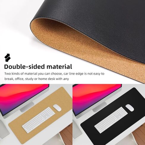 Large Desk Mat - 47.2"x17"Desk Pad Large,Natural Cork & PU Leather Mouse Pad,Non-Slip Office Desk Mat, Double-Sided Mouse Pad, Waterproof Large Desk Pad for Office&Home (Pink) in Saudi Arabia