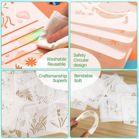 Stencils for Painting, 80PCS 3 Inch Plastic Small Stencils for Crafts Reusable, Rock Painting Stencils, Various Painting Stencils for Home Decor & DIY Projects in Saudi Arabia