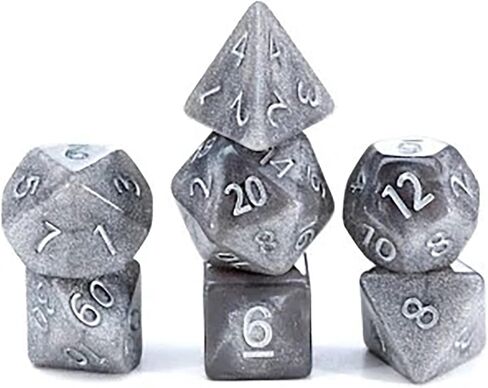 Gate Keeper Games and Dice: Mercurial Dice: Black Hole - 7pc RPG Set, Deep Shimmering Black Resin & Gold Numerals, Resin Dice for Role Playing Games in Kuwait