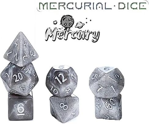 Gate Keeper Games and Dice: Mercurial Dice: Black Hole - 7pc RPG Set, Deep Shimmering Black Resin & Gold Numerals, Resin Dice for Role Playing Games in Kuwait