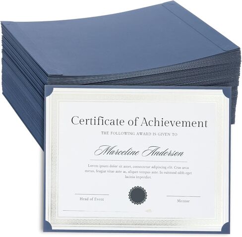 75 Pack Single Sided Certificate Holders for Letter Size, 8.5 x 11 Bulk Award Certificate Cover for Graduation,Diploma, Documents, Marriage,Employee Appreciation, School,Office, Business - Navy Blue in Kuwait