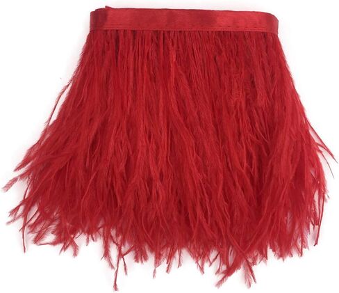 Sowder Ostrich Feather Trim Fringe Sewing Ribbon for Wedding Crafts Costumes Decoration DIY 2 Yards 3-4inch Width (Black) in Saudi Arabia
