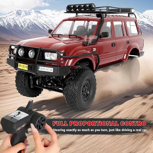 1/16 LC80 RC Crawler ، WPL C54-1 RC ROCK CRAWLER 4X4 4WD OFF ROAD RC TRACK ، 2.4GHz RTF سيارة التحكم عن بُعد مع هيكل ترقيته وتوجيه نسبي للبالغين هواية مركبة مركبة مركبة in Kuwait