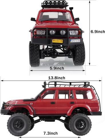 1/16 LC80 RC Crawler ، WPL C54-1 RC ROCK CRAWLER 4X4 4WD OFF ROAD RC TRACK ، 2.4GHz RTF سيارة التحكم عن بُعد مع هيكل ترقيته وتوجيه نسبي للبالغين هواية مركبة مركبة مركبة in Kuwait