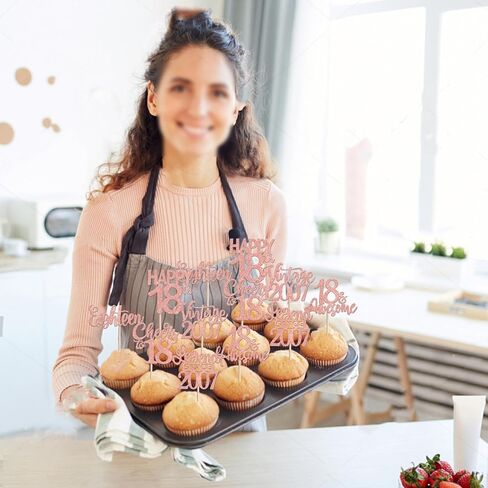24pcs Black 18th Birthday Cupcake Topcake Toppers 18 Happy 18th Vintage 2007 Cupcake Picks to 18 lungend منذ عام 2007 لزخارف الكعكة لعيد الميلاد الثامن عشر لوازم حفلة الذكرى السنوية الثامنة عشر in Kuwait