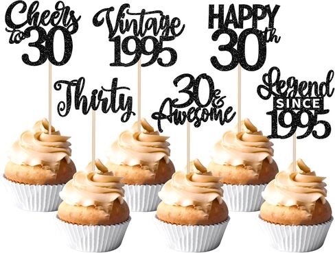 24pcs Black 18th Birthday Cupcake Topcake Toppers 18 Happy 18th Vintage 2007 Cupcake Picks to 18 lungend منذ عام 2007 لزخارف الكعكة لعيد الميلاد الثامن عشر لوازم حفلة الذكرى السنوية الثامنة عشر in Kuwait
