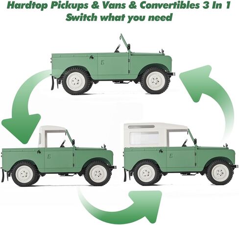 FMS 1/12 Land Rover Series II RC Car,RC Crawler Pickups & Vans & Convertibles 3 in 1 with 2 Speed Transmission,4-Wheel Drive,LED Lights,RC Model for Adults (Blue) in Kuwait