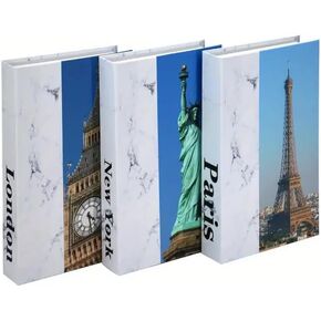 City-Inspired Designer Books Decor Set of 3 | London, New York, Paris - Landmarks | Modern Stylish Fake Books for Decoration, Coffee Table, and Bookshelf (City Design), DBM2LNYP