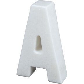 Creative Home Natural Marble Stone Letter A Bookend Paper Weight Office Shelf Organizer Table Top Decorative Piece, 4" W x 5.9" H, 1.5" Thickness, Off- White (Color May Vary)