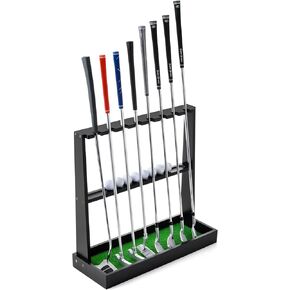 XCSOURCE Wooden Golf Putter Stand, Golf Club Holder Stand Floor Display Rack, Golf Club Rack for 8 Clubs and 12 Balls Storage, Golf Club Organizer for Indoor Home Office Club Simulator