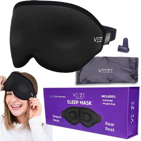 Luxury Sleep Mask for Sleep - Soft Sleeping Mask – Eye Mask for Sleep Adjustable Elastic Velcro Strap - Sleep Masks for Women & Men - Eye Covers for Sleeping - Blackout Eye Mask for Sleeping