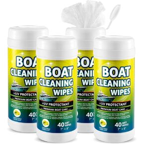 4 Pack 160 Count Boat Cleaner Wipes with UV Protection Car Cleaning Wipes Interior Exterior Marine Boat Seat Cleaner Dashboard and Console Boat Cleaning Supplies for Boat Owners