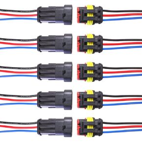 2 Pin Automotive Connector Waterproof Electrical Connector Male Female 18 AWG Wire Harness Plug Socket Kit with Wire for Truck, Boat, Motorcycle and Other Wire Connections (5 Kits) in Saudi Arabia