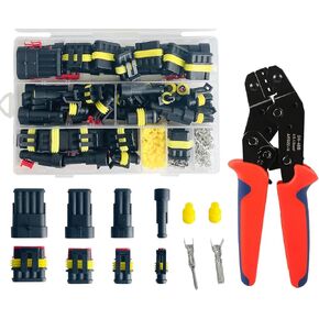 353Pcs Waterproof Electrical Wire Connector Terminals Tool Kit, 1/2/3/4 Pin Automotive Wire Connectors Plug with Wire Crimper Tool Kit for Car Marine Motorcycle