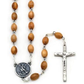 Rosary Olive Wood Beads St. Michael Medal