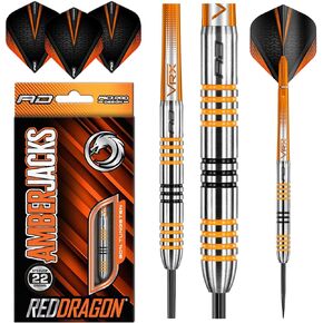 RED DRAGON Amberjack Series Darts Set with Flights and Shafts (Stems)