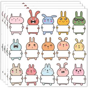 60-300 PCS Name Tags Stickers for Kids, Bunny Hello My Name is, Cute Rabbit Blank Labels by HHSSALIN