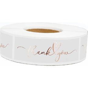 500 pcs (1"x 3") Thank You Stickers White and Rose Gold Color, Rectangular Labels for Business, Boutiques, Online Retailers, Boxes and Envelope…