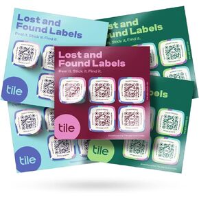 Tile Lost and Found Labels | QR Scannable Labels for Laptops, Water Bottles, Pet Collars, Kids Toys, Headphones and More | Android and iOS Devices | Scratch Proof | Adhesive | 25 Labels