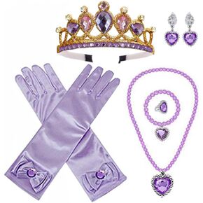 Girls Costume Accessories Princess Rapunzel Dress up Accessories for Girls Rapunzel Crown Bracelet Necklace Gloves Ring Earrings Halloween Christmas Party Favors for Kids