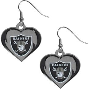 Siskiyou Sports NFL Las Vegas Raiders Heart Dangle Earrings, Team Colors,One Size