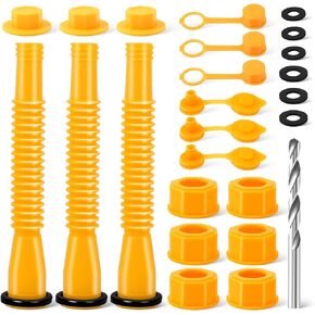 Gas Can Spout Replacement, Can Nozzle 1/2/5/10 Gallon Gas Can Replacement,4-Kit Gas Can Spouts, Thicker Gasket, Spout Cap, Gas Can Cap and Fuel Vent Caps-Fits Most of the Cans(004)