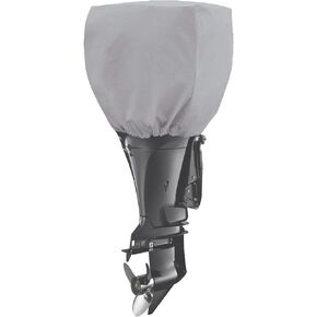 Canvas Outboard Motor Cover, 600D Heavy Duty Waterproof Trailerable Boat Engine Cover, Universal for Mercury, Yamaha, Suzuki, Evinrude. Gray (50hp-115hp)