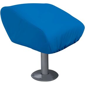 Classic Accessories Stellex Blue™ Folding Boat Seat Cover, 20"L x 17.25"W x 13"H, Tough Polyester Fabric, Captain Boat Bench Chair Seat Cover, Water- Resistant, Elastic Cord, Pedestal Boat Seat