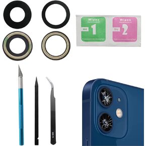 2pcs/Set Sapphire Rear Back Camera Glass Lens Replacement for iPhone 12 for iPhone 12 Mini with Pre-Installed Adhesive and Repair Tool kit Set